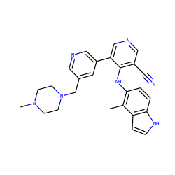 Cc1c(Nc2c(C#N)cncc2-c2cncc(CN3CCN(C)CC3)c2)ccc2[nH]ccc12 ZINC000045245502