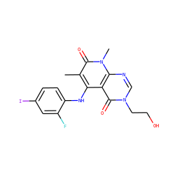 Cc1c(Nc2ccc(I)cc2F)c2c(=O)n(CCO)cnc2n(C)c1=O ZINC000066076517