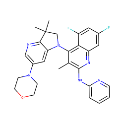 Cc1c(Nc2ccccn2)nc2cc(F)cc(F)c2c1N1CC(C)(C)c2ncc(N3CCOCC3)cc21 ZINC000118093265