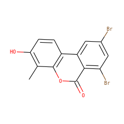 Cc1c(O)ccc2c1oc(=O)c1c(Br)cc(Br)cc12 ZINC000028572002