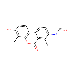 Cc1c(O)ccc2c1oc(=O)c1c(C)c(NC=O)ccc12 ZINC000028569913