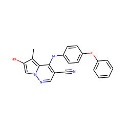 Cc1c(O)cn2ncc(C#N)c(Nc3ccc(Oc4ccccc4)cc3)c12 ZINC000028567990
