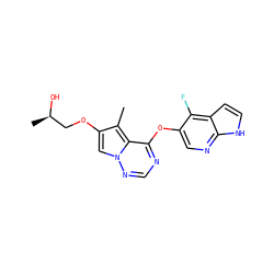 Cc1c(OC[C@@H](C)O)cn2ncnc(Oc3cnc4[nH]ccc4c3F)c12 ZINC000029046175