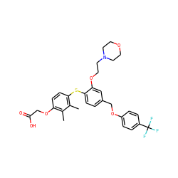 Cc1c(OCC(=O)O)ccc(Sc2ccc(COc3ccc(C(F)(F)F)cc3)cc2OCCN2CCOCC2)c1C ZINC000042920136