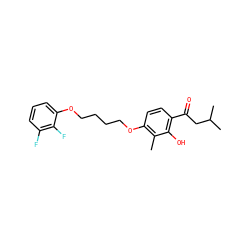Cc1c(OCCCCOc2cccc(F)c2F)ccc(C(=O)CC(C)C)c1O ZINC000028358106