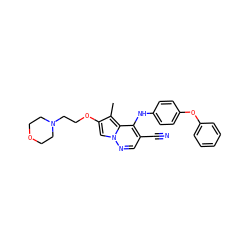 Cc1c(OCCN2CCOCC2)cn2ncc(C#N)c(Nc3ccc(Oc4ccccc4)cc3)c12 ZINC000028568048