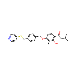 Cc1c(OCc2ccc(CSc3ccncc3)cc2)ccc(C(=O)CC(C)C)c1O ZINC000028368010