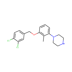 Cc1c(OCc2ccc(Cl)c(Cl)c2)cccc1N1CCNCC1 ZINC000040936881