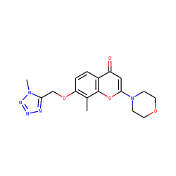 Cc1c(OCc2nnnn2C)ccc2c(=O)cc(N3CCOCC3)oc12 ZINC000013832085
