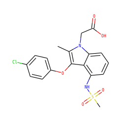 Cc1c(Oc2ccc(Cl)cc2)c2c(NS(C)(=O)=O)cccc2n1CC(=O)O ZINC000035932928