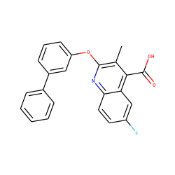 Cc1c(Oc2cccc(-c3ccccc3)c2)nc2ccc(F)cc2c1C(=O)O ZINC000029464484