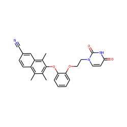 Cc1c(Oc2ccccc2OCCn2ccc(=O)[nH]c2=O)c(C)c2cc(C#N)ccc2c1C ZINC001772581820