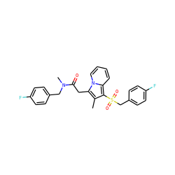 Cc1c(S(=O)(=O)Cc2ccc(F)cc2)c2ccccn2c1CC(=O)N(C)Cc1ccc(F)cc1 ZINC000096282652