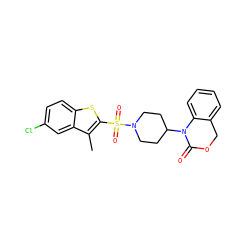 Cc1c(S(=O)(=O)N2CCC(N3C(=O)OCc4ccccc43)CC2)sc2ccc(Cl)cc12 ZINC000013611801