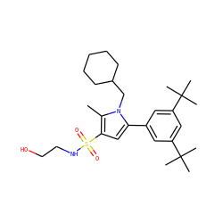 Cc1c(S(=O)(=O)NCCO)cc(-c2cc(C(C)(C)C)cc(C(C)(C)C)c2)n1CC1CCCCC1 ZINC000203531580