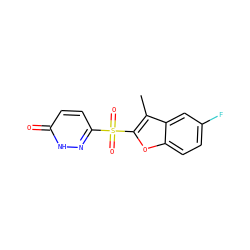 Cc1c(S(=O)(=O)c2ccc(=O)[nH]n2)oc2ccc(F)cc12 ZINC000011536194