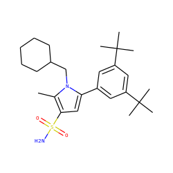 Cc1c(S(N)(=O)=O)cc(-c2cc(C(C)(C)C)cc(C(C)(C)C)c2)n1CC1CCCCC1 ZINC000203727773