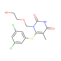 Cc1c(Sc2cc(Cl)cc(Cl)c2)n(COCCO)c(=O)[nH]c1=O ZINC000006520133
