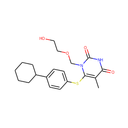 Cc1c(Sc2ccc(C3CCCCC3)cc2)n(COCCO)c(=O)[nH]c1=O ZINC000027421407