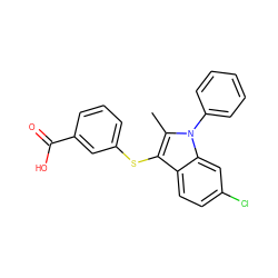 Cc1c(Sc2cccc(C(=O)O)c2)c2ccc(Cl)cc2n1-c1ccccc1 ZINC000114358338