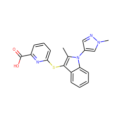 Cc1c(Sc2cccc(C(=O)O)n2)c2ccccc2n1-c1cnn(C)c1 ZINC001772615690