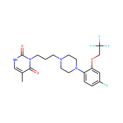 Cc1c[nH]c(=O)n(CCCN2CCN(c3ccc(F)cc3OCC(F)(F)F)CC2)c1=O ZINC000000602058