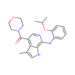 Cc1c[nH]c2c(Nc3ccccc3OC(C)C)ncc(C(=O)N3CCOCC3)c12 ZINC000045253161