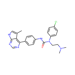 Cc1c[nH]c2ncnc(-c3ccc(NC(=O)N(CCN(C)C)c4ccc(Cl)cc4)cc3)c12 ZINC000299870738
