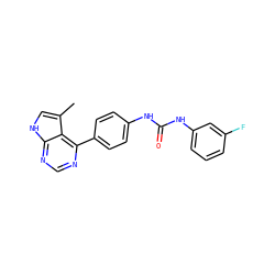 Cc1c[nH]c2ncnc(-c3ccc(NC(=O)Nc4cccc(F)c4)cc3)c12 ZINC000140247744