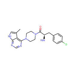 Cc1c[nH]c2ncnc(N3CCN(C(=O)[C@H](N)Cc4ccc(Cl)cc4)CC3)c12 ZINC000064549212