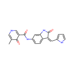 Cc1c[nH]cc(C(=O)Nc2ccc3c(c2)NC(=O)/C3=C\c2ccc[nH]2)c1=O ZINC000221488255