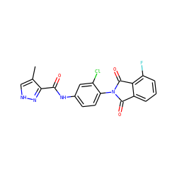 Cc1c[nH]nc1C(=O)Nc1ccc(N2C(=O)c3cccc(F)c3C2=O)c(Cl)c1 ZINC000653693430