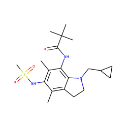 Cc1c2c(c(NC(=O)C(C)(C)C)c(C)c1NS(C)(=O)=O)N(CC1CC1)CC2 ZINC000038426499