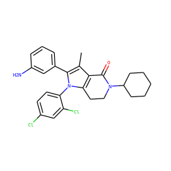 Cc1c2c(n(-c3ccc(Cl)cc3Cl)c1-c1cccc(N)c1)CCN(C1CCCCC1)C2=O ZINC000028706524