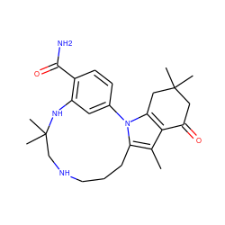 Cc1c2c(n3c1CCCNCC(C)(C)Nc1cc-3ccc1C(N)=O)CC(C)(C)CC2=O ZINC000071330554