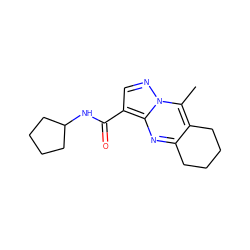 Cc1c2c(nc3c(C(=O)NC4CCCC4)cnn13)CCCC2 ZINC000003035457