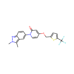 Cc1c2cc(-n3ccc(OCc4ccc(C(F)(F)F)s4)cc3=O)ccc2nn1C ZINC000653714298