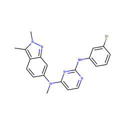 Cc1c2ccc(N(C)c3ccnc(Nc4cccc(Br)c4)n3)cc2nn1C ZINC000103261665
