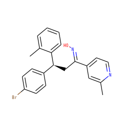 Cc1cc(/C(C[C@@H](c2ccc(Br)cc2)c2ccccc2C)=N/O)ccn1 ZINC000096273732