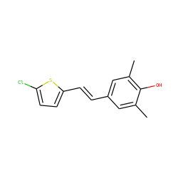 Cc1cc(/C=C/c2ccc(Cl)s2)cc(C)c1O ZINC000029551101