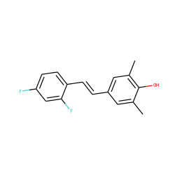Cc1cc(/C=C/c2ccc(F)cc2F)cc(C)c1O ZINC000029554425