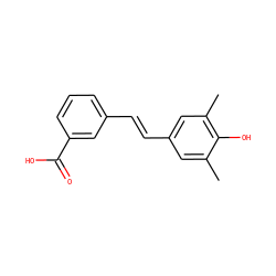 Cc1cc(/C=C/c2cccc(C(=O)O)c2)cc(C)c1O ZINC000029555105