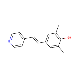 Cc1cc(/C=C/c2ccncc2)cc(C)c1O ZINC000029557869
