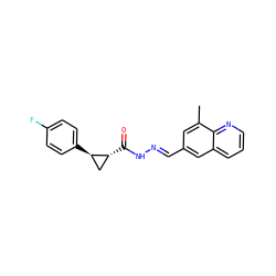 Cc1cc(/C=N/NC(=O)[C@@H]2C[C@H]2c2ccc(F)cc2)cc2cccnc12 ZINC000115596588