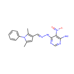 Cc1cc(/C=N/Nc2ncnc(N)c2[N+](=O)[O-])c(C)n1-c1ccccc1 ZINC000005447292