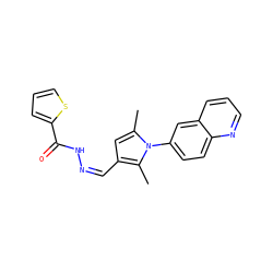 Cc1cc(/C=N\NC(=O)c2cccs2)c(C)n1-c1ccc2ncccc2c1 ZINC000033294036