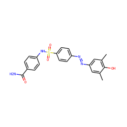 Cc1cc(/N=N/c2ccc(S(=O)(=O)Nc3ccc(C(N)=O)cc3)cc2)cc(C)c1O ZINC000103279613