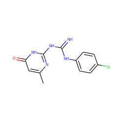 Cc1cc(=O)[nH]c(NC(=N)Nc2ccc(Cl)cc2)n1 ZINC000018125623