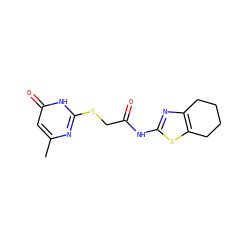 Cc1cc(=O)[nH]c(SCC(=O)Nc2nc3c(s2)CCCC3)n1 ZINC000018094108
