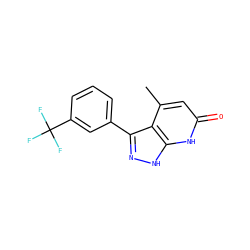 Cc1cc(=O)[nH]c2[nH]nc(-c3cccc(C(F)(F)F)c3)c12 ZINC000063539429